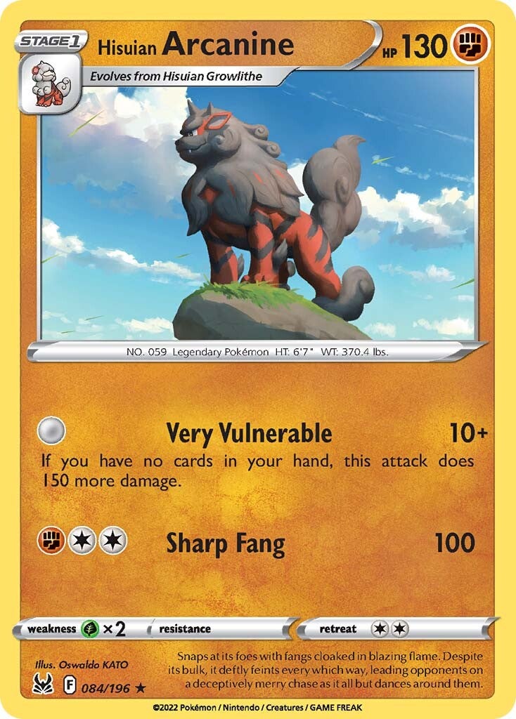 Hisuian Arcanine (084/196) (Theme Deck Exclusive) [Sword & Shield: Lost Origin] | Rock City Comics