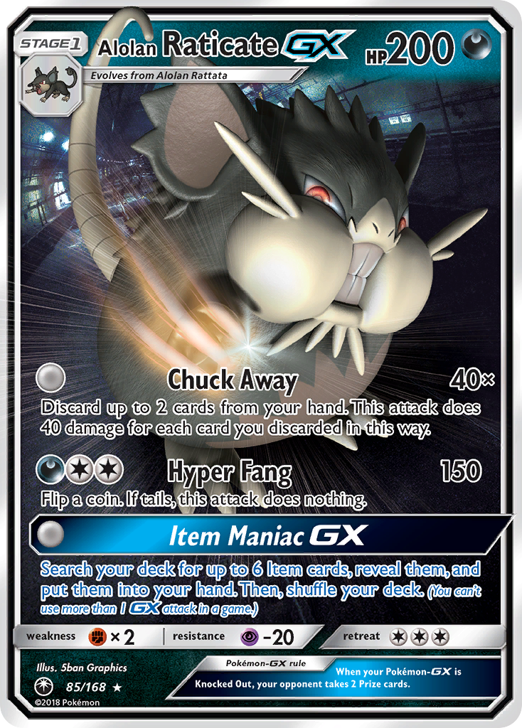 Alolan Raticate GX (85/168) [Sun & Moon: Celestial Storm] | Rock City Comics