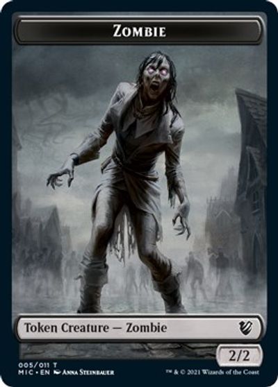 Zombie // Zombie Double-Sided Token (005 MIC/005 MID) [Innistrad: Midnight Hunt Commander Tokens] | Rock City Comics