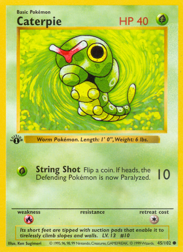 Caterpie (45/102) (Shadowless) [Base Set 1st Edition] | Rock City Comics