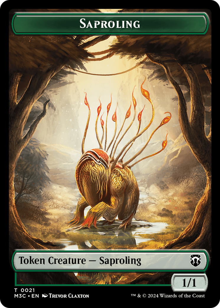 Tarmogoyf (Ripple Foil) // Saproling Double-Sided Token [Modern Horizons 3 Commander Tokens] | Rock City Comics