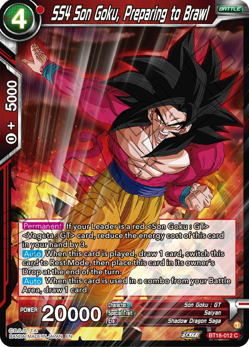 SS4 Son Goku, Preparing to Brawl (BT18-012) [Dawn of the Z-Legends] | Rock City Comics