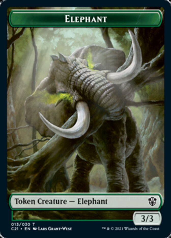 Frog Lizard // Elephant Double-Sided Token [Commander 2021 Tokens] | Rock City Comics