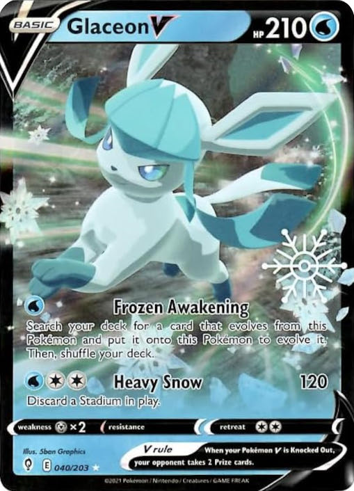 Glaceon V (040/203) (Holiday Calendar) [Sword & Shield: Evolving Skies] | Rock City Comics