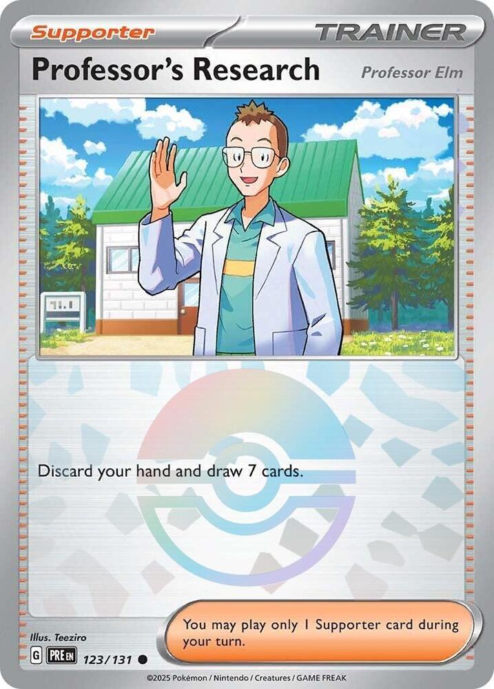 Professor's Research (123/131) [Professor Elm] (Poke Ball Pattern) [Scarlet & Violet: Prismatic Evolutions] | Rock City Comics