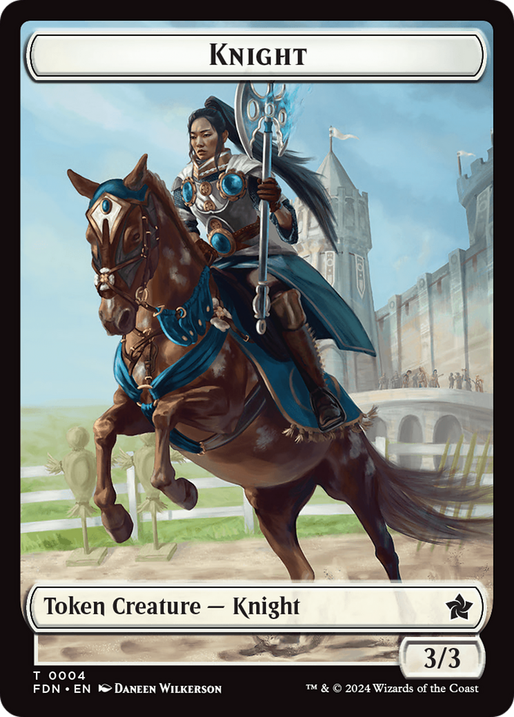 Human // Knight Double-Sided Token [Foundations Tokens] | Rock City Comics