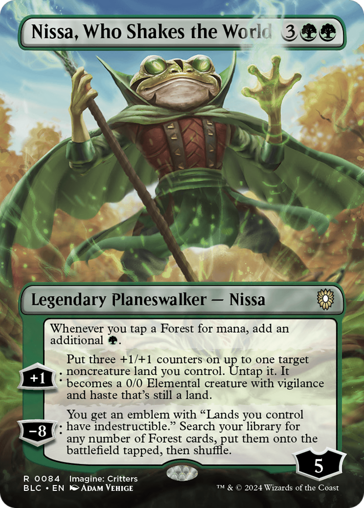 Nissa, Who Shakes the World (Borderless) [Bloomburrow Commander] | Rock City Comics