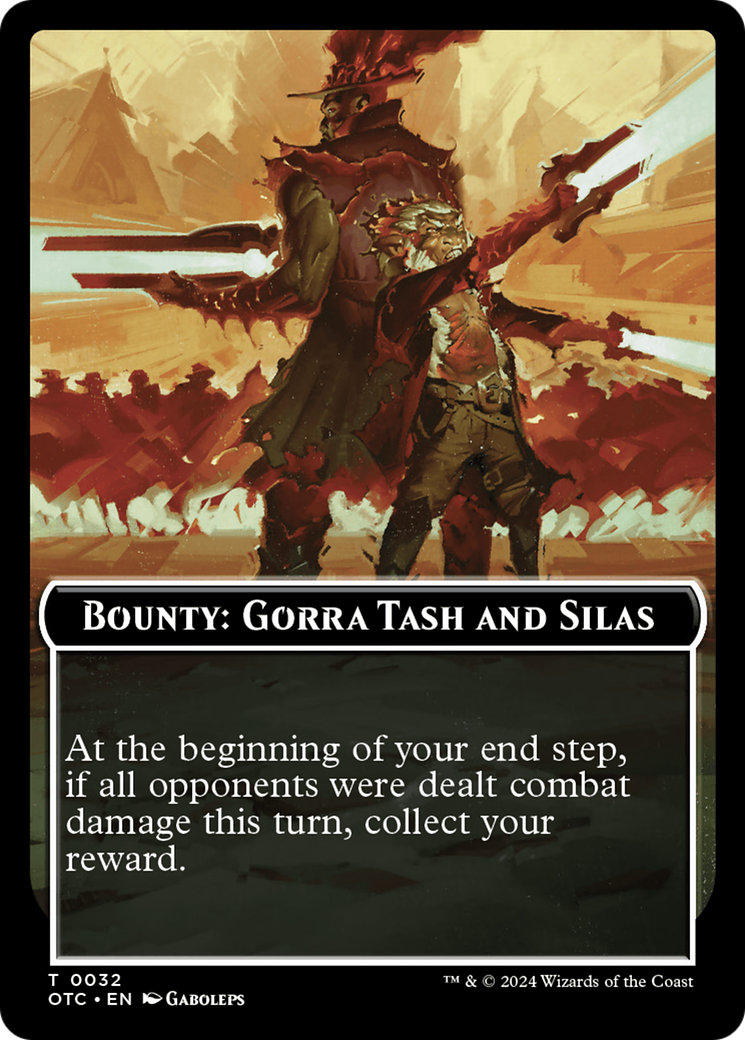 Bounty: Gorra Tash and Silas // Bounty Rules Double-Sided Token [Outlaws of Thunder Junction Commander Tokens] | Rock City Comics