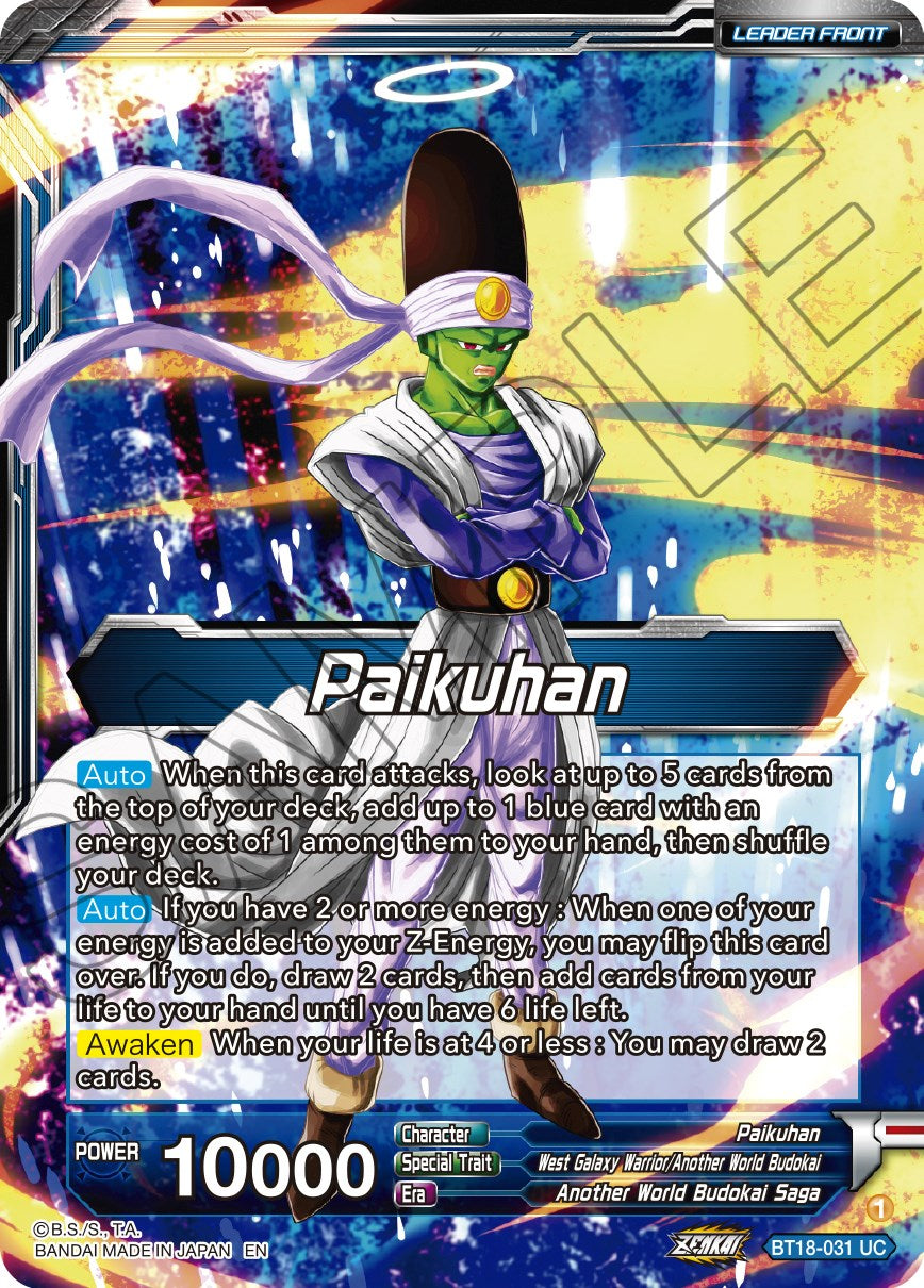 Paikuhan // Paikuhan, West Galaxy Warrior (BT18-031) [Dawn of the Z-Legends] | Rock City Comics