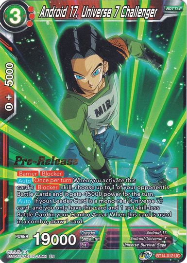 Android 17, Universe 7 Challenger (BT14-012) [Cross Spirits Prerelease Promos] | Rock City Comics