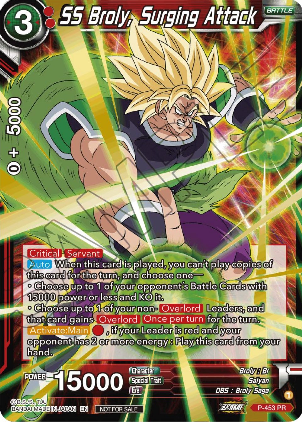 SS Broly, Surging Attack (Championship Selection Pack 2023 Vol.1) (Holo) (P-453) [Tournament Promotion Cards] | Rock City Comics