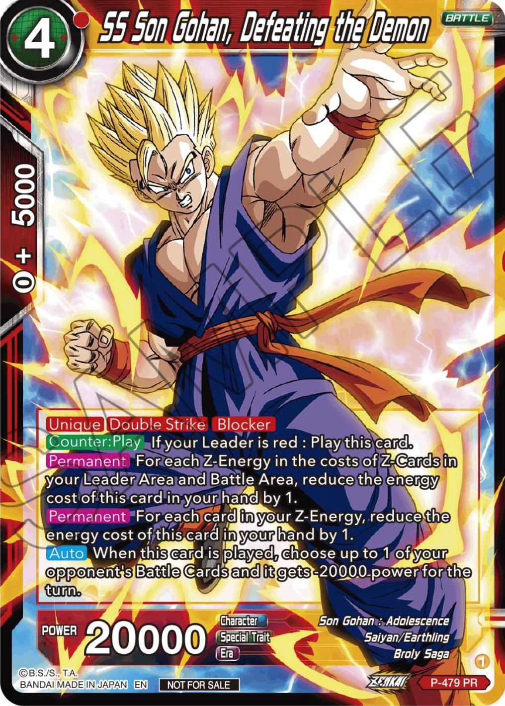 SS Son Gohan, Defeating the Demon (Zenkai Series Tournament Pack Vol.3) (P-479) [Tournament Promotion Cards] | Rock City Comics