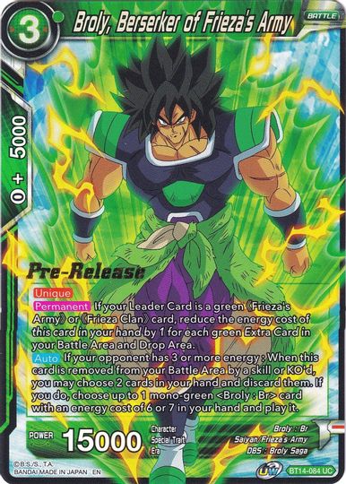 Broly, Berserker of Frieza's Army (BT14-084) [Cross Spirits Prerelease Promos] | Rock City Comics