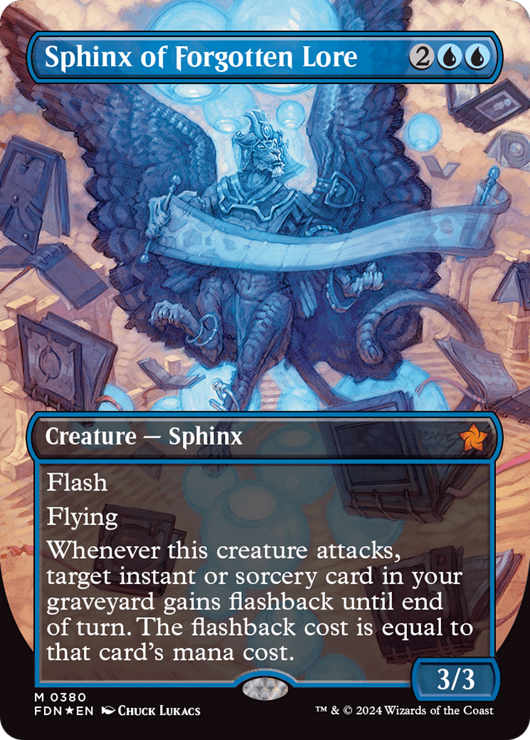 Sphinx of Forgotten Lore (Borderless) (Mana Foil) [Foundations] | Rock City Comics