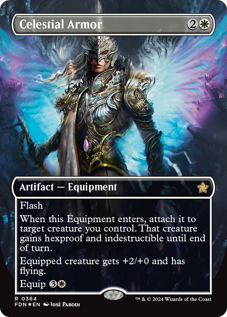 Celestial Armor (Borderless) (Mana Foil) [Foundations] | Rock City Comics