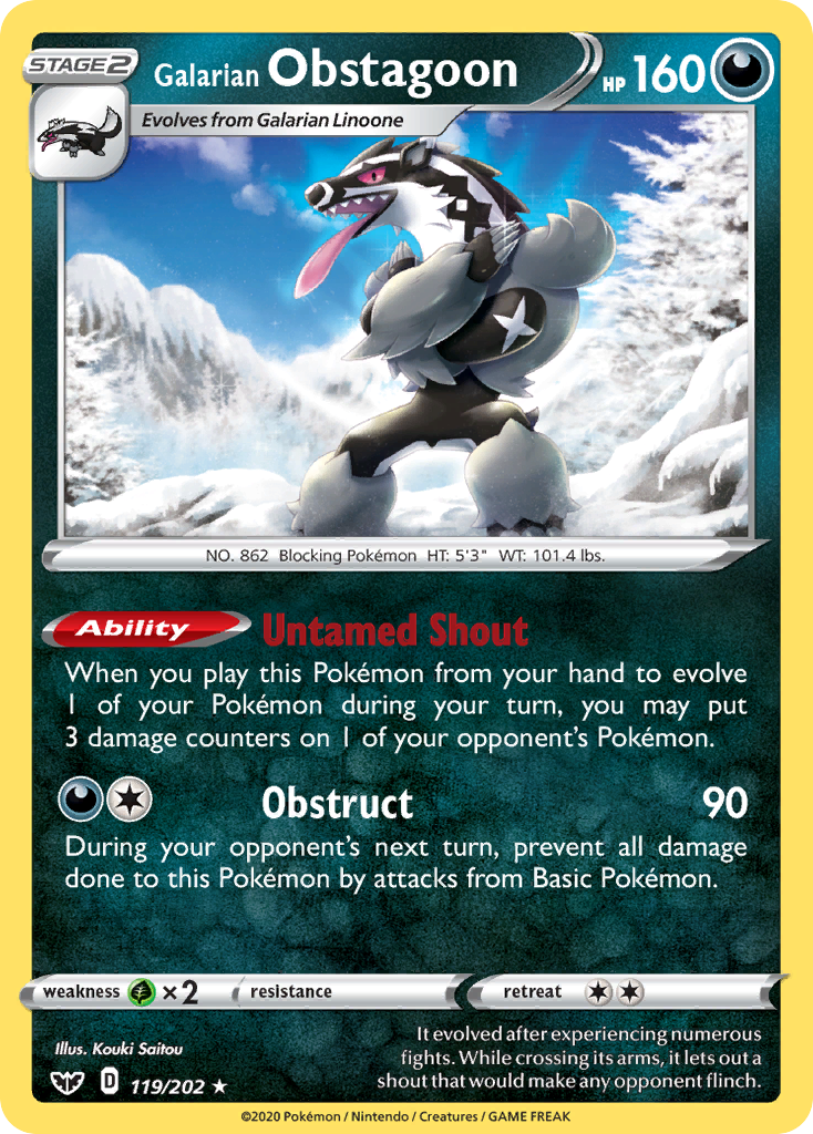 Galarian Obstagoon (119/202) [Sword & Shield: Base Set] | Rock City Comics