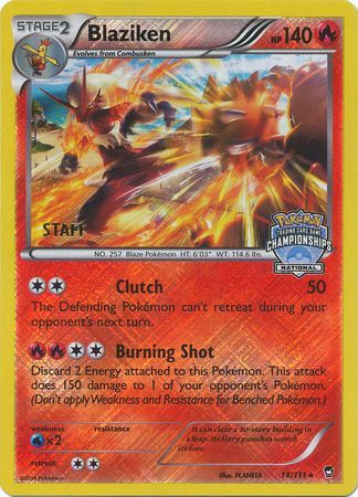 Blaziken (14/111) (Staff National Championship Promo) [XY: Furious Fists] | Rock City Comics