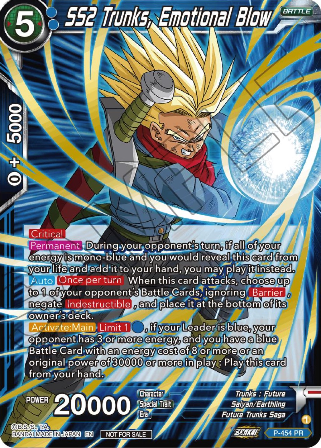 SS2 Trunks, Emotional Blow (Championship Selection Pack 2023 Vol.1) (Holo) (P-454) [Tournament Promotion Cards] | Rock City Comics