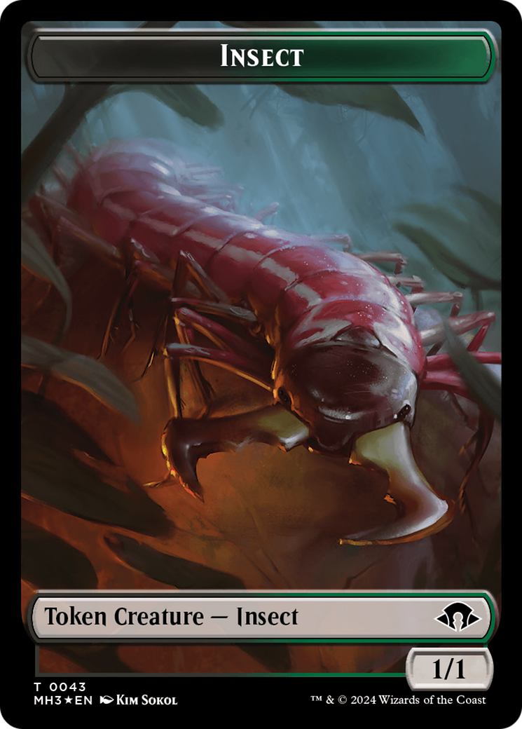 Insect (0043) (Ripple Foil) // Zombie Double-Sided Token [Modern Horizons 3 Tokens] | Rock City Comics