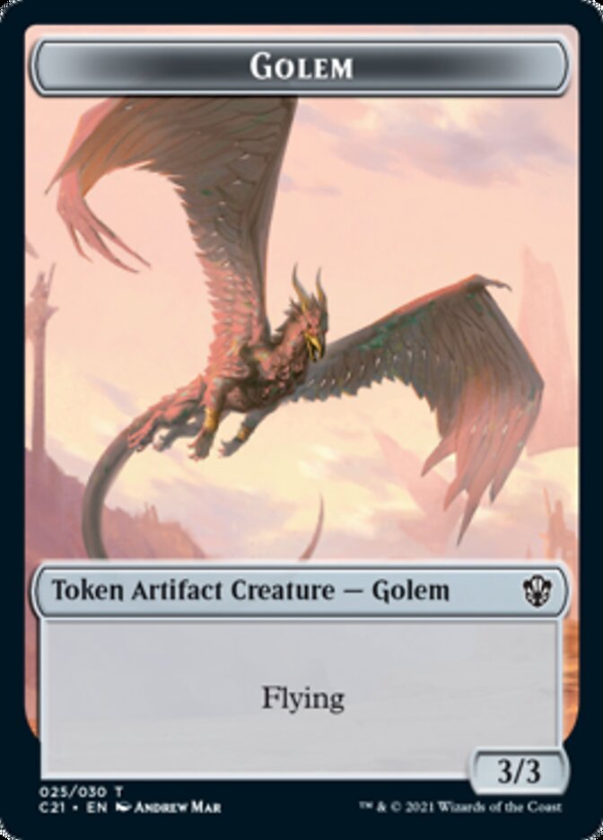 Golem (025) // Thopter Double-Sided Token [Commander 2021 Tokens] | Rock City Comics