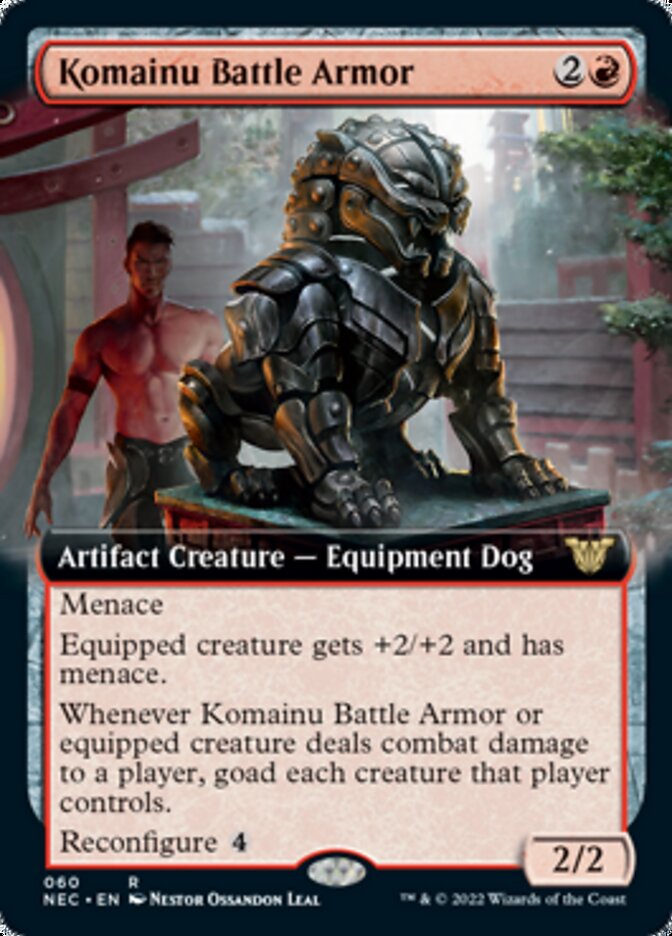 Komainu Battle Armor (Extended Art) [Kamigawa: Neon Dynasty Commander] | Rock City Comics