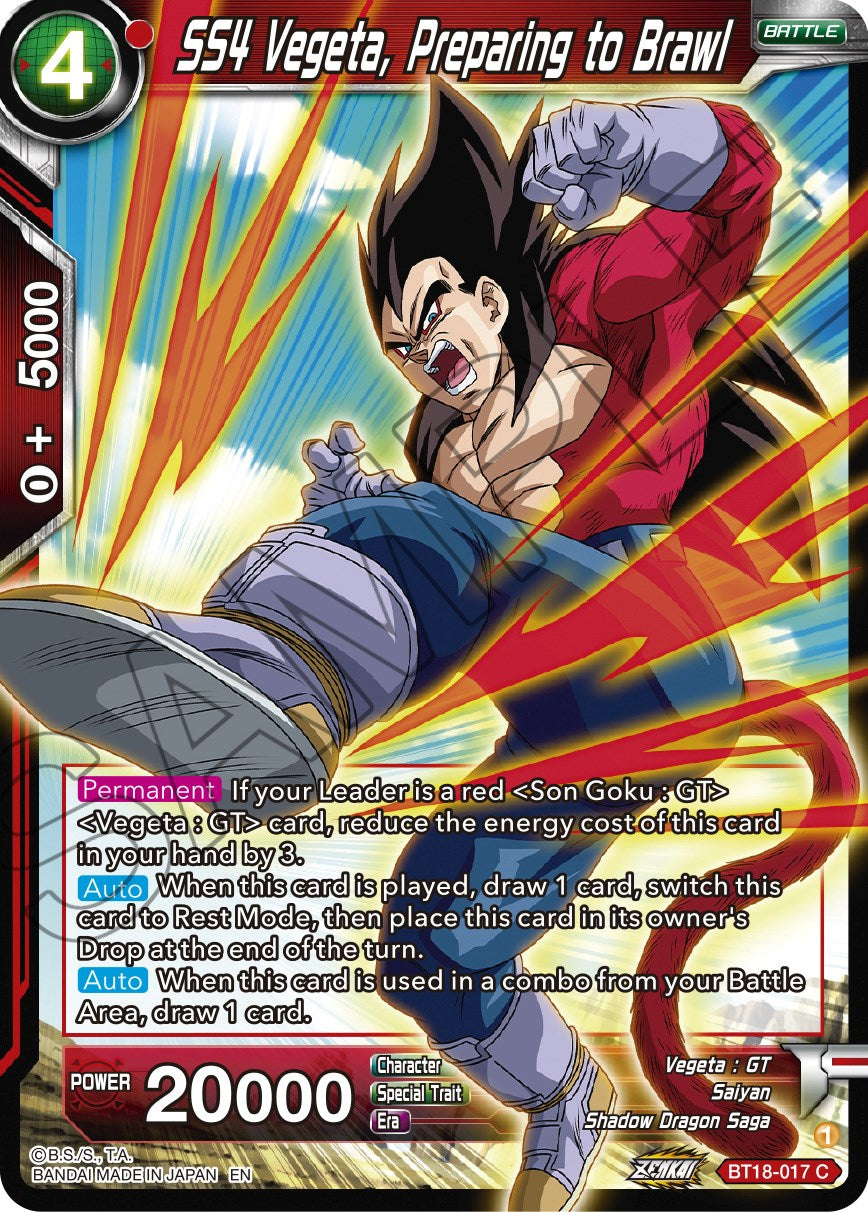 SS4 Vegeta, Preparing to Brawl (BT18-017) [Dawn of the Z-Legends] | Rock City Comics