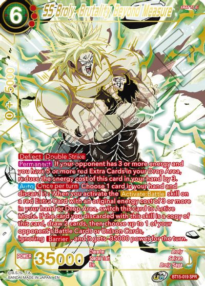 SS Broly, Brutality Beyond Measure (SPR) (BT15-019) [Saiyan Showdown] | Rock City Comics