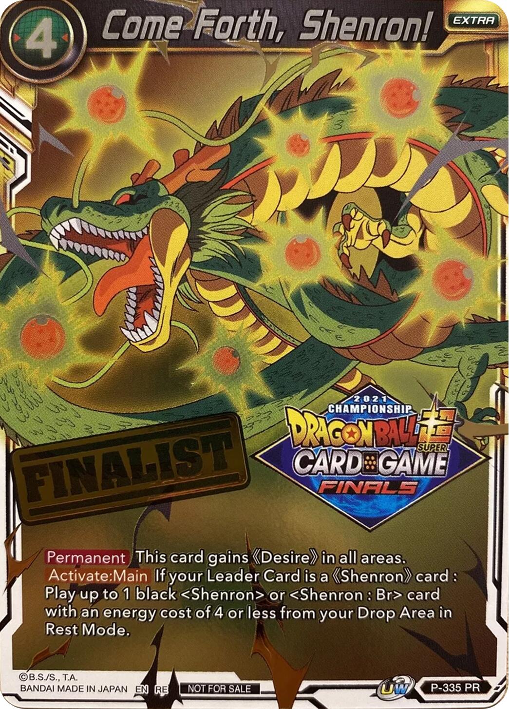 Come Forth, Shenron! (Championship 2021 Vault Set) (Finalist Gold Stamped) (P-335) [Tournament Promotion Cards] | Rock City Comics