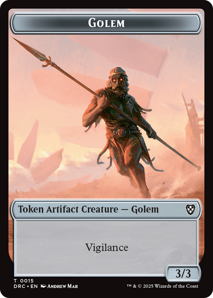 Golem (0014) // Golem (0015) Double-Sided Token [Aetherdrift Commander Tokens] | Rock City Comics