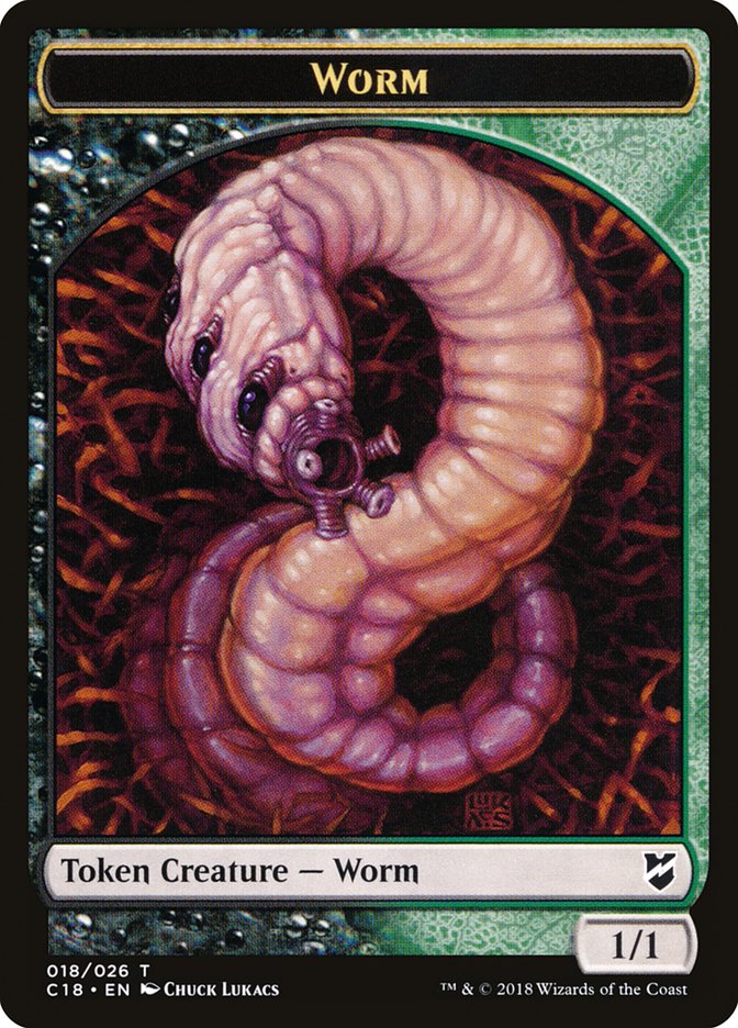Cat Warrior // Worm Double-Sided Token [Commander 2018 Tokens] | Rock City Comics
