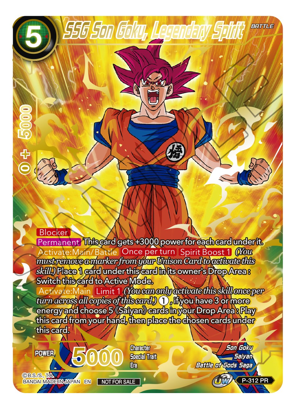 SSG Son Goku, Legendary Spirit (Gold Stamped) (P-312) [Promotion Cards] | Rock City Comics