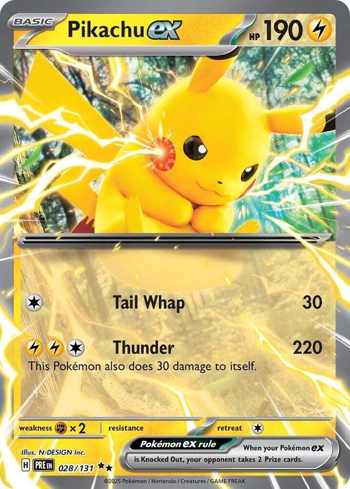 Pikachu ex (028/131) [Scarlet & Violet: Prismatic Evolutions] | Rock City Comics