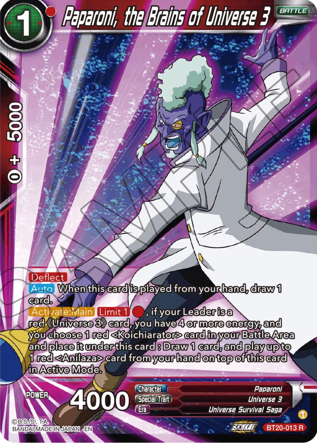 Paparoni, the Brains of Universe 3 (BT20-013) [Power Absorbed] | Rock City Comics
