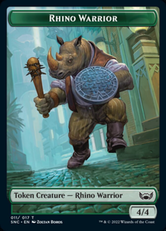 Cat // Rhino Warrior Double-Sided Token [Streets of New Capenna Tokens] | Rock City Comics