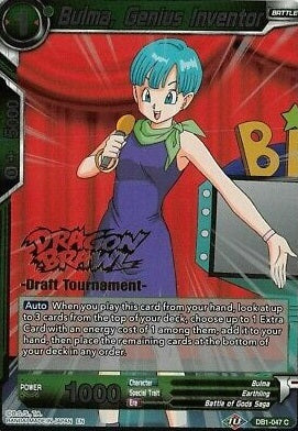 Bulma, Genius Inventor (Dragon Brawl Draft Tournament Gold Stamped) (DB1-047) [Promotion Cards] | Rock City Comics