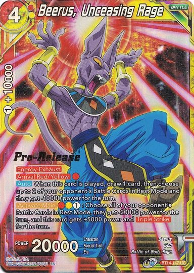 Beerus, Unceasing Rage (BT14-147) [Cross Spirits Prerelease Promos] | Rock City Comics