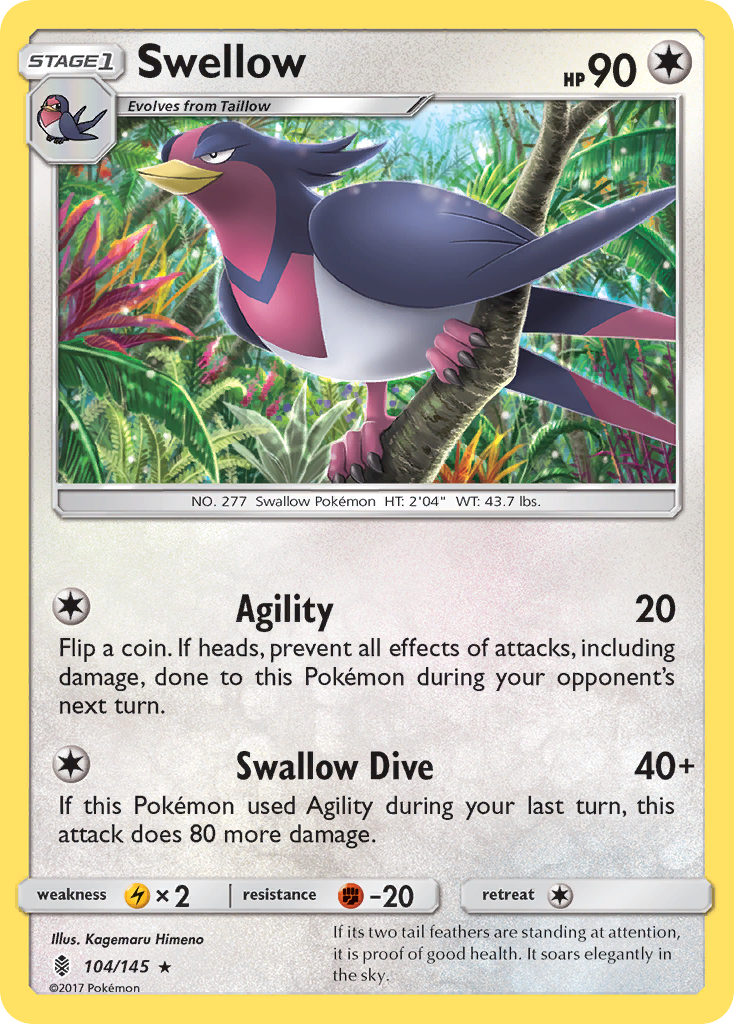 Swellow (104/145) [Sun & Moon: Guardians Rising] | Rock City Comics