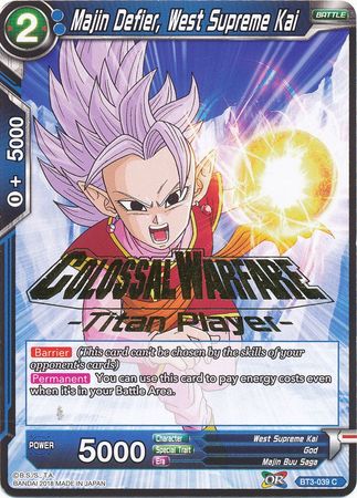 Majin Defier, West Supreme Kai (Titan Player Stamped) (BT3-039) [Tournament Promotion Cards] | Rock City Comics