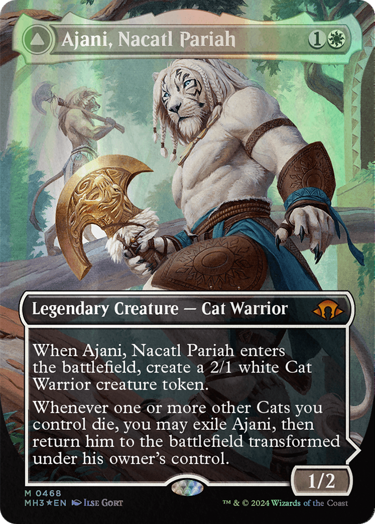 Ajani, Nacatl Pariah // Ajani, Nacatl Avenger (Borderless) (Textured Foil) [Modern Horizons 3] | Rock City Comics