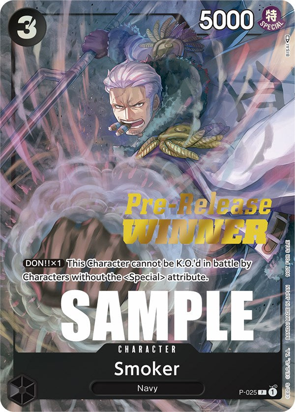 Smoker (Pre-Release) [Winner] [One Piece Promotion Cards] | Rock City Comics