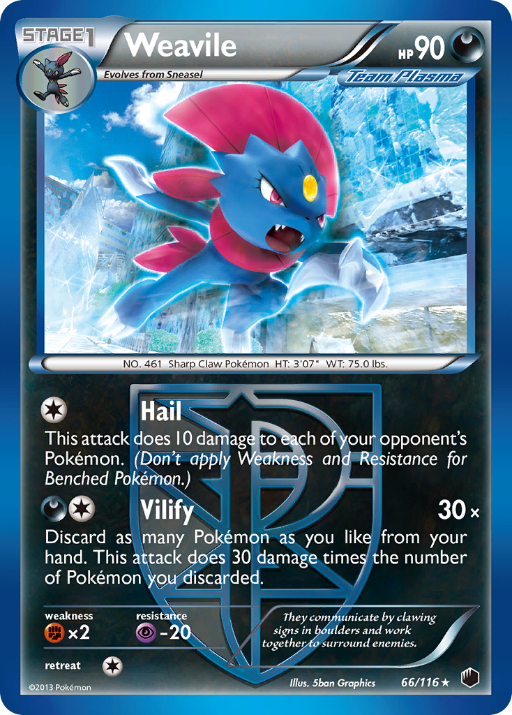 Weavile (66/116) [Black & White: Plasma Freeze] | Rock City Comics