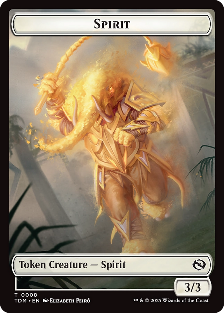 Spirit (0008) // Spirit (0009) Double-Sided Token [Tarkir: Dragonstorm Tokens] | Rock City Comics