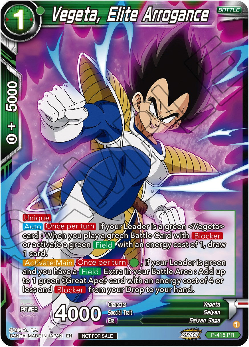 Vegeta, Elite Arrogance (Zenkai Series Tournament Pack Vol.1) (P-415) [Tournament Promotion Cards] | Rock City Comics