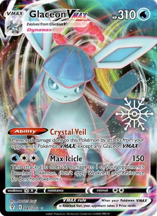 Glaceon VMAX (041/203) (Holiday Calendar) [Sword & Shield: Evolving Skies] | Rock City Comics