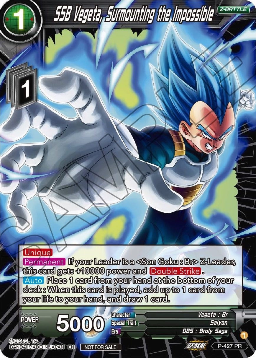 SSB Vegeta, Surmounting the Impossible (P-427) [Promotion Cards] | Rock City Comics