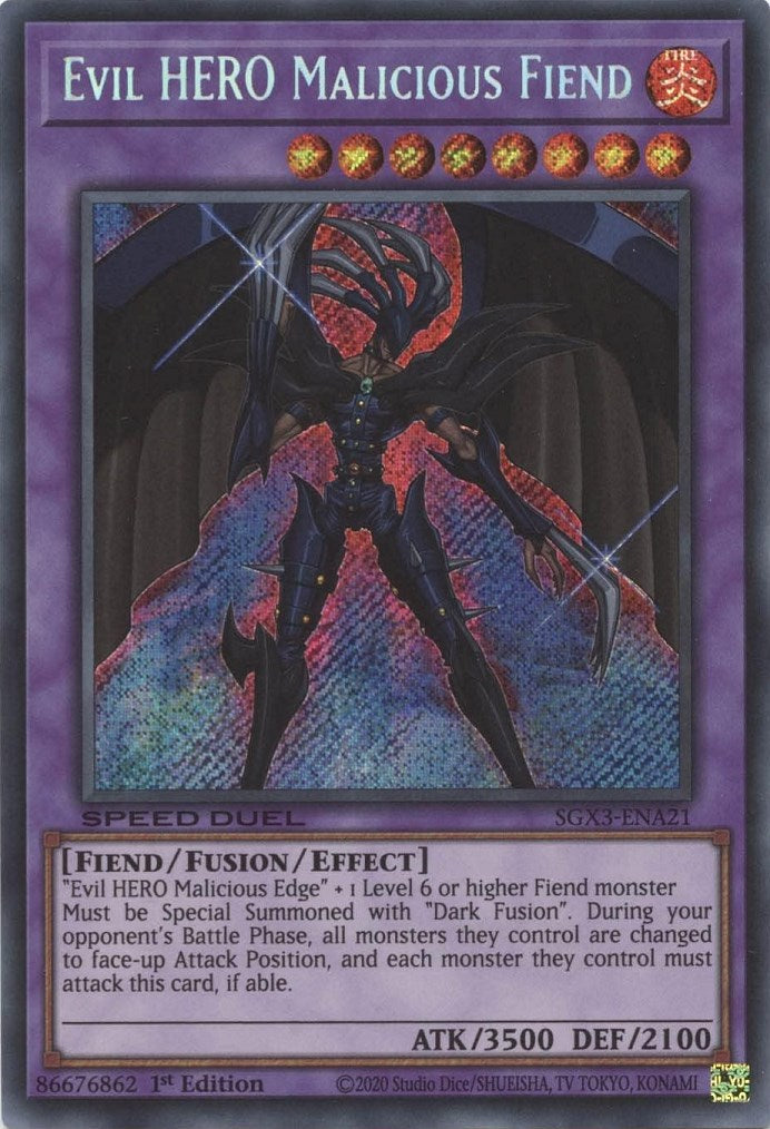 Evil HERO Malicious Fiend [SGX3-ENA21] Secret Rare | Rock City Comics