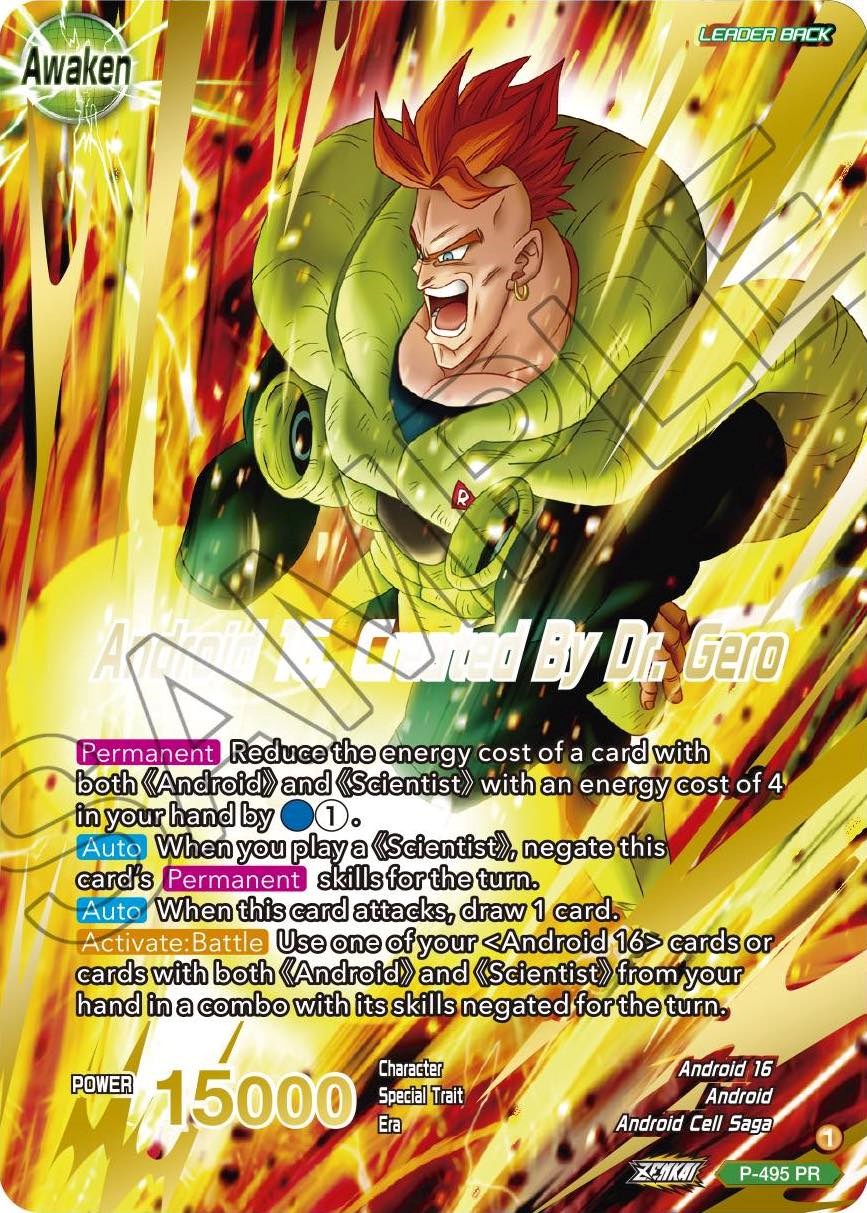 Android 16 // Android 16, Created By Dr. Gero (Gold Stamped) (P-495) [Promotion Cards] | Rock City Comics