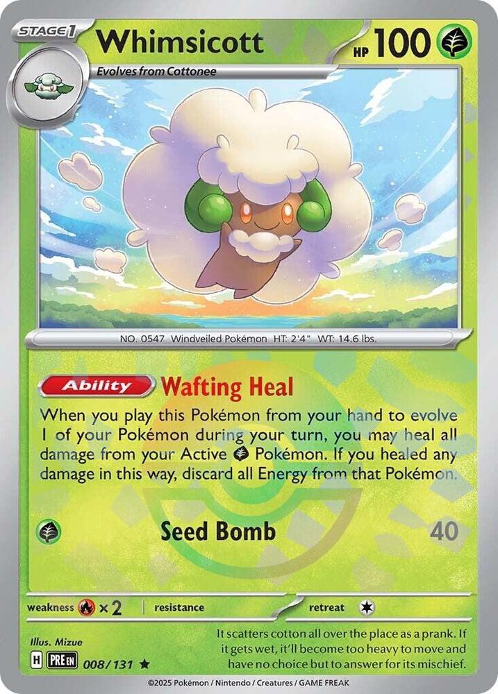 Whimsicott (008/131) (Poke Ball Pattern) [Scarlet & Violet: Prismatic Evolutions] | Rock City Comics