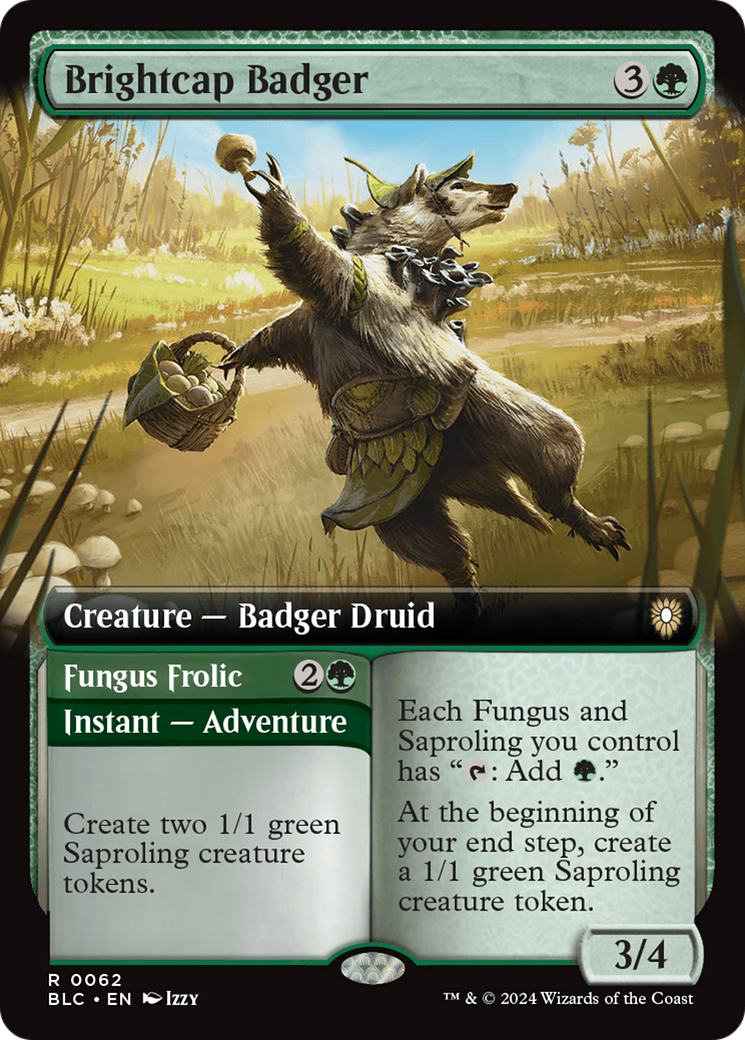 Brightcap Badger // Fungus Frolic (Extended Art) [Bloomburrow Commander] | Rock City Comics