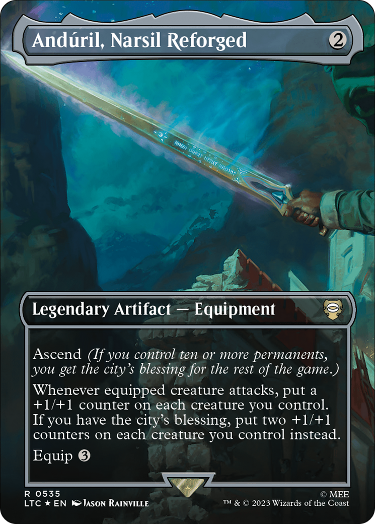 Anduril, Narsil Reforged (Borderless) (Surge Foil) [The Lord of the Rings: Tales of Middle-Earth Commander] | Rock City Comics